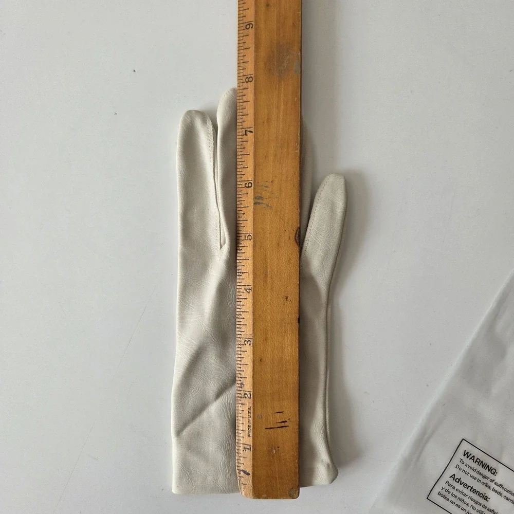Vtg 50s 60s Womens 7 1/2 Dress Gloves Wrist White DW Double Woven Nylon‎